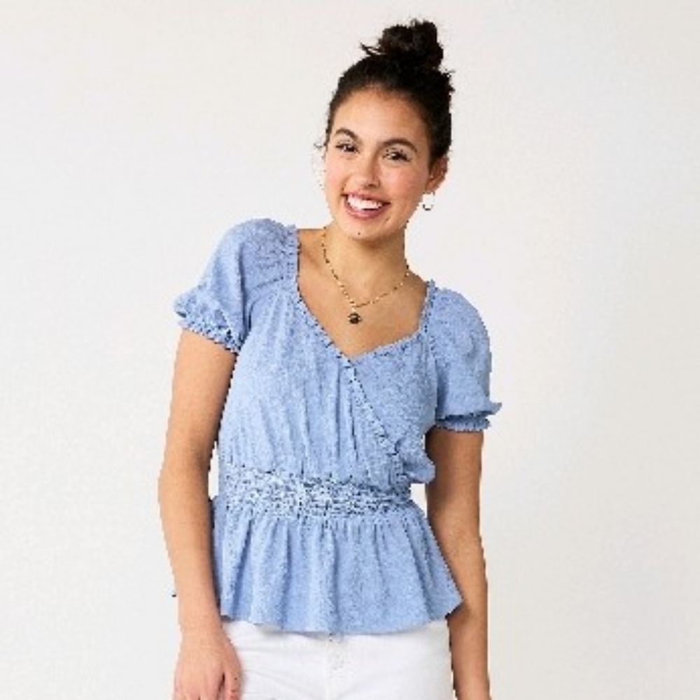 SO chic juniors' sweetheart neckline top XS